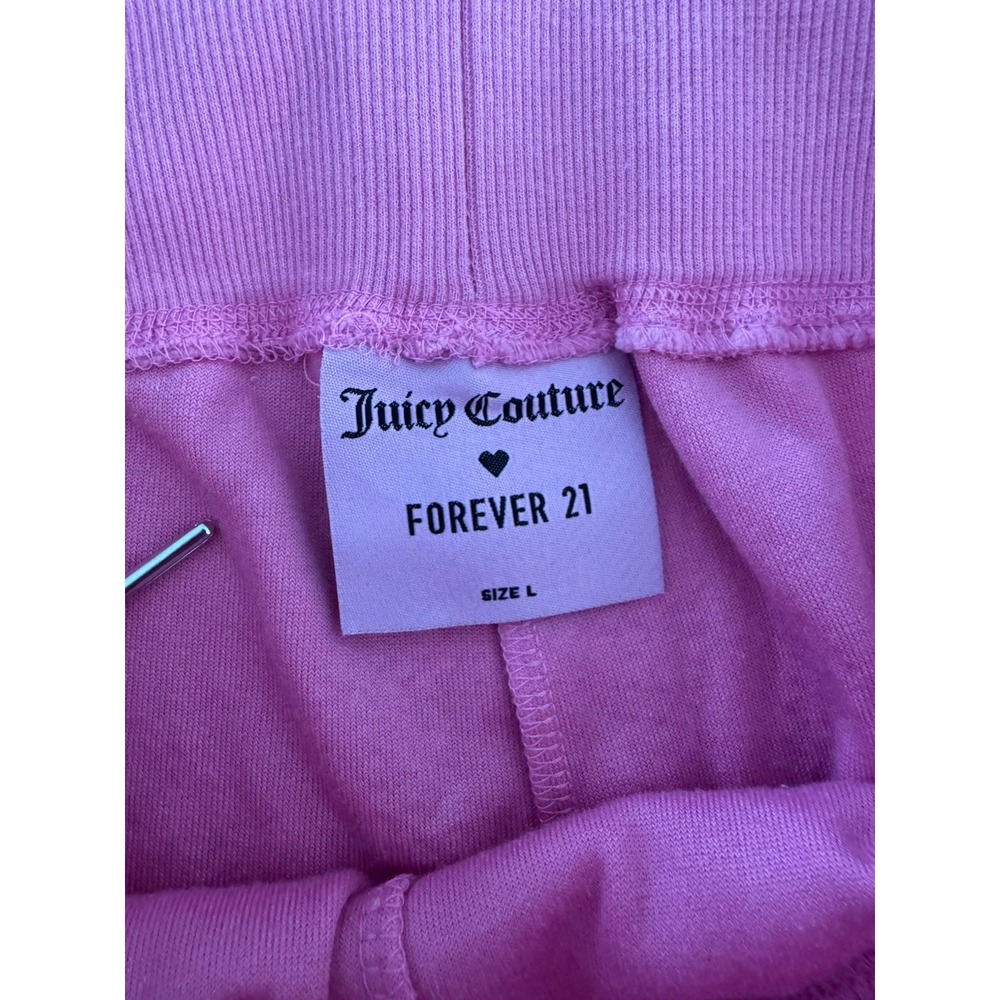Juicy Couture Forever 21 Pink Lounge Set Cropped Sweatshirt Joggers Sz L Y2K - Picture 8 of 9